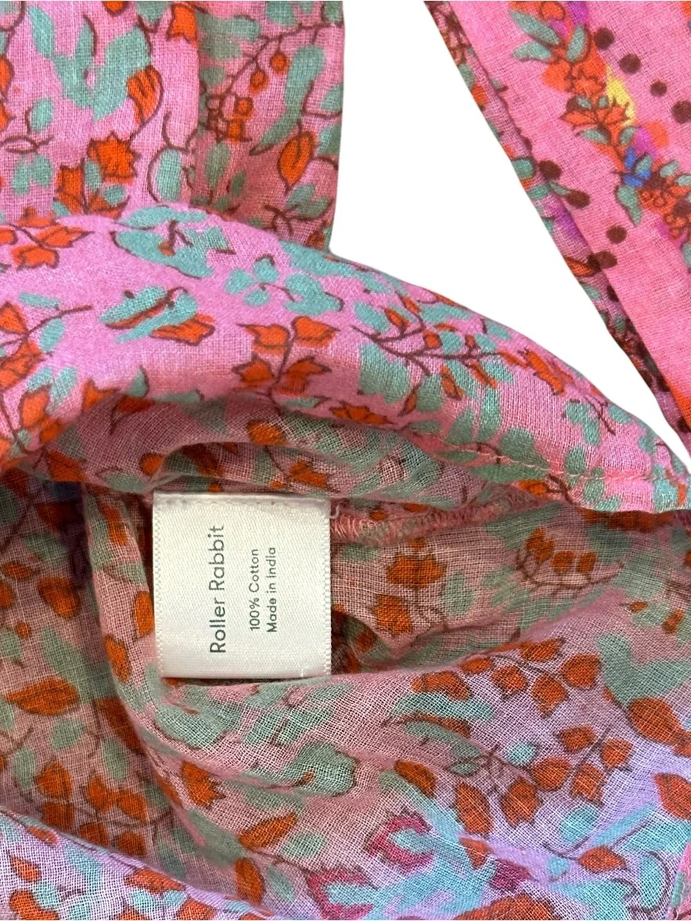 Roller Rabbit Rhody Lucy Peasant Blouse Mixed Floral Pink Women’s XXS - Picture 5 of 8